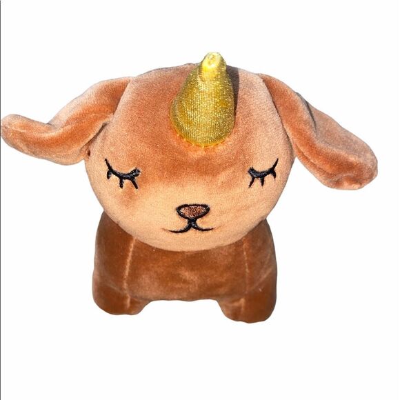 Snug a Babies small brown puppy unicorn plush - Picture 1 of 3